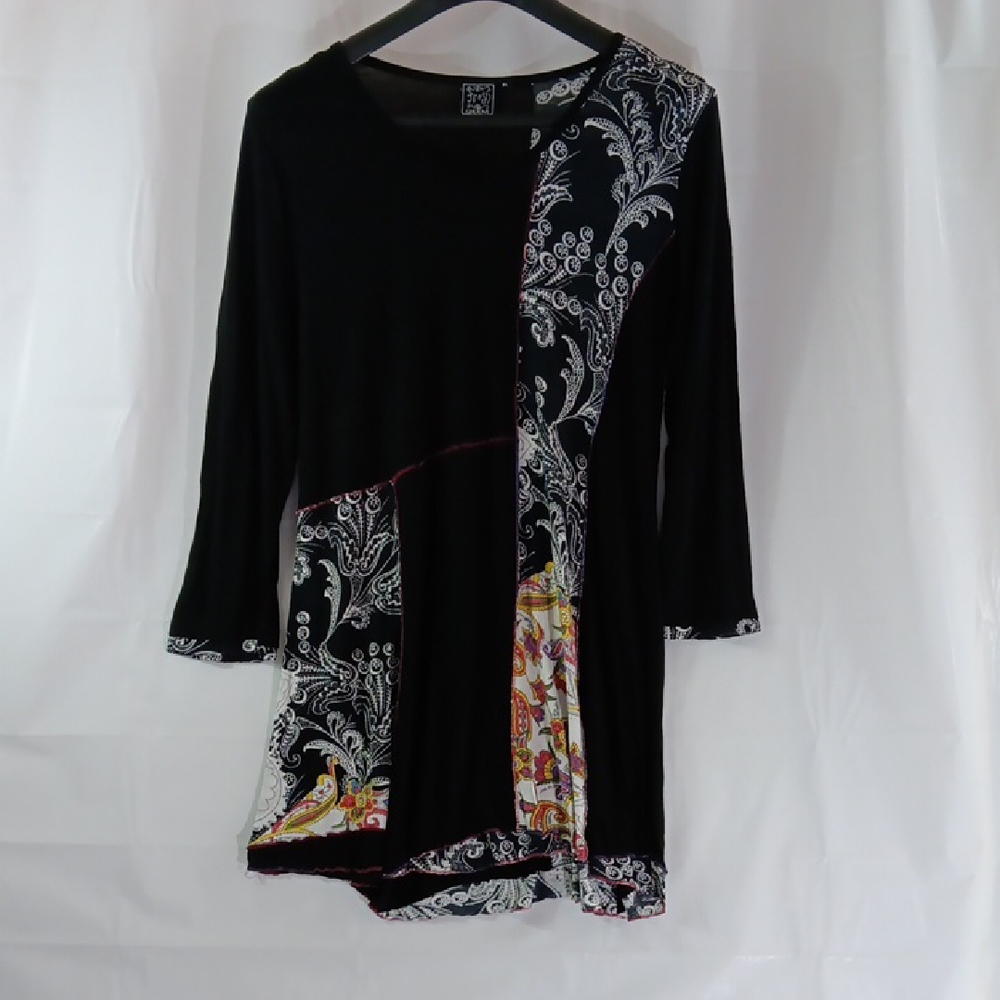 Fresh Groove Tunic Top Women's Size XL Paisley  Multicolor 3/4 Sleeve
